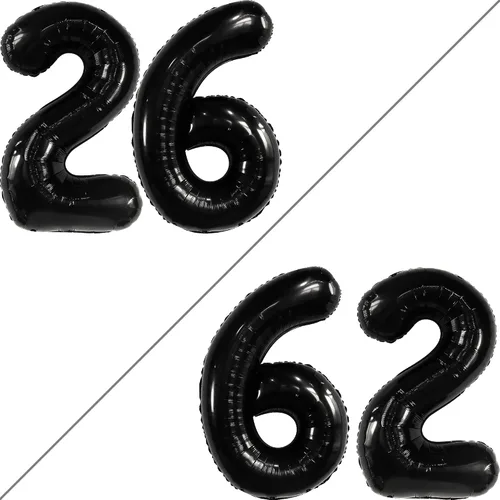 Miniatura 2 de KatchOn, Globos gigantes del número 26, color negro, 40 pulgadas, globos negros de cumpleaños del número 26 para decoración de cumpleaños de 26