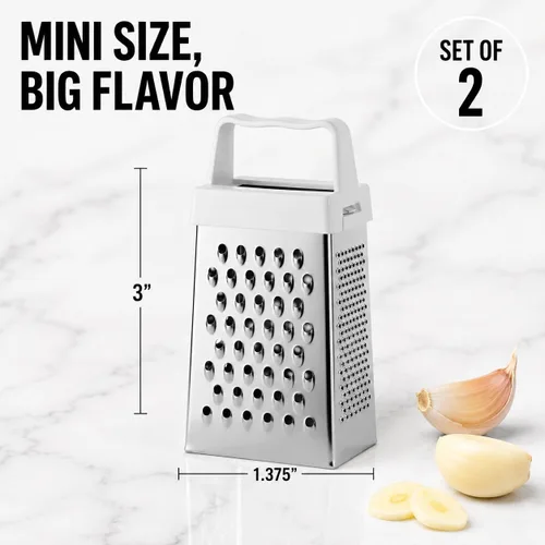 Miniatura 6 de HIC Kitchen Mini rallador de ajo, acero inoxidable, juego de 2