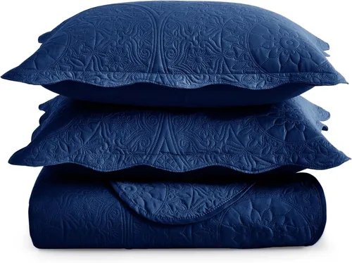 Miniatura 72 de MOONLIGHT20015 Edredón tamaño King (106 x 96 pulgadas) con 2 fundas de almohada (20 x 36 + 2 pulgadas) para todas las estaciones, juego de cama Azul