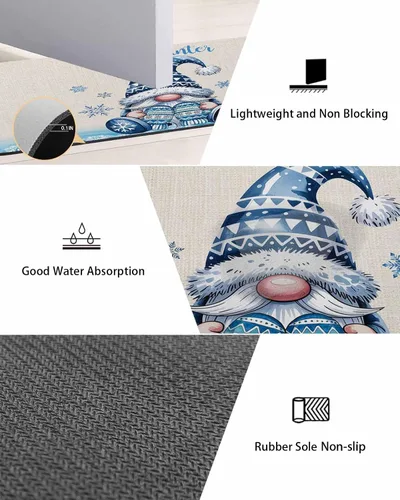 Miniatura 3 de Tapete de baño de gnomos de Navidad para bañera, antideslizante, de secado rápido y absorbente, tierra de diatomeas, fregadero, dormitorio, cocina