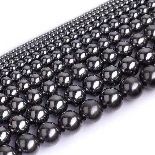 Miniatura 5 de JOE FOREMAN Cuentas de hematita negra de 0.157 in para hacer joyas, piedras preciosas naturales semipreciosas, redondas de 15 pulgadas