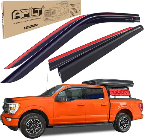 Miniatura 12 de Protectores de lluvia grandes para ventana de ventilación para Ford F-150 SuperCrew 2009-2014 y SVT Raptor SuperCrew 2010-2014 para montaje