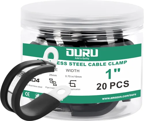 Miniatura 7 de OURU 15 piezas de abrazaderas de cable de acero inoxidable de 1-1/4 pulgadas, abrazaderas de cable con revestimiento de goma y cojín aisladas