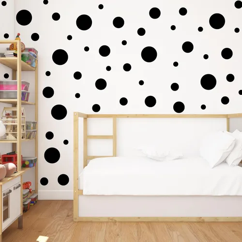 Miniatura 5 de Juego de 100 calcomanías de vinilo para pared, varios lunares para guardería, habitación de niños y decoración de baño, adhesivo extraíble, seguro