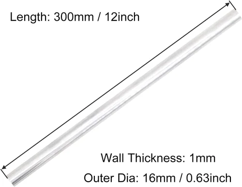 Miniatura 2 de Tubo redondo de aluminio 6063, 0.63 pulgadas de diámetro exterior de 0.039 in de grosor de pared de 11.811 in de longitud, tubo recto de metal sin