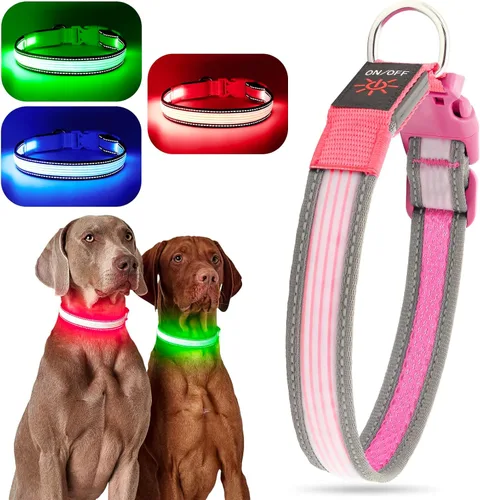 Miniatura 2 de YFbrite Collar de Perro LED Completamente Ajustable, Collares de Perro Completamente Iluminados, Collar de Perro Reflectante con Luz que Brilla
