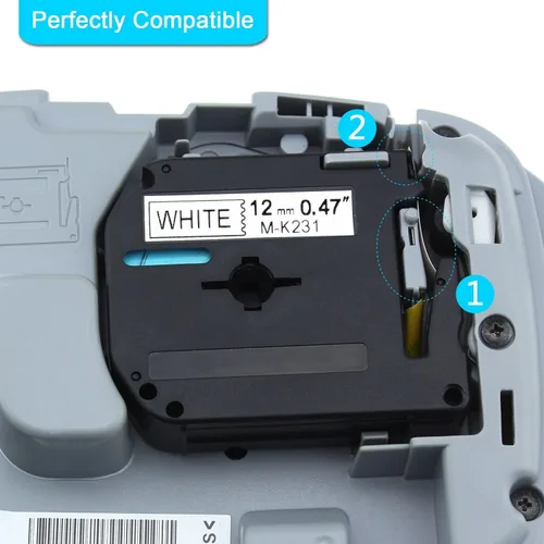 Miniatura 2 de GREENCYCLE Compatible con Brother M-K131 M-K231 M-K431 M-K431 M-K531 M-K631 M-K731 M-K731 Reemplazo de cinta de etiquetas para P Touch PT-70BM Blanco