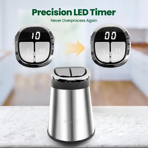 Miniatura 3 de BUMET tazones 2X12 tazas 800W procesador de alimentos eléctrico con temporizador LED. Cuchilla de 3 niveles con 6 filos para picar, cortar, ideal