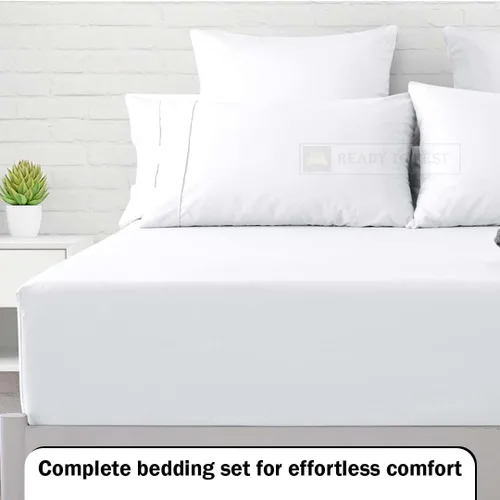 Miniatura 8 de Ready To Rest Juego de sábanas divididas 100% de algodón egipcio tamaño California King para cama ajustable de 5 piezas, se adapta a colchones