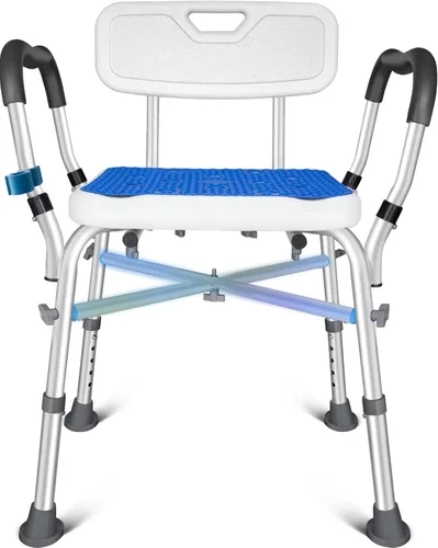 KingPavonini Silla de ducha para ducha interior, silla de baño resistente de 550 libras con brazos, asiento de ducha médico, taburete de baño banco