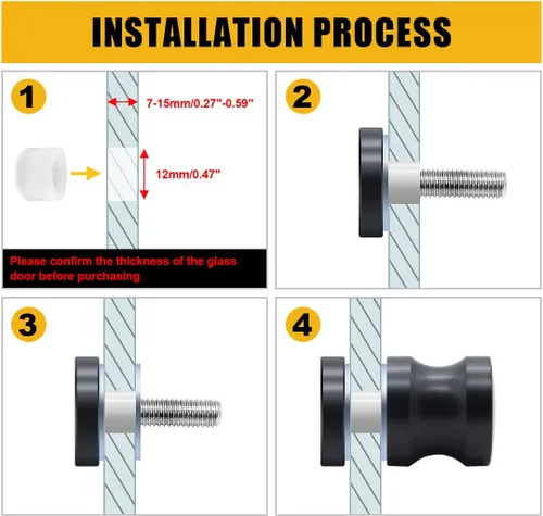 Miniatura 4 de Paquete de 2 Manijas para Puerta de Vidrio de Ducha, Perilla de Acero Inoxidable para Puertas de Ducha Tirador de Un Solo Lado Hardware para Puertas