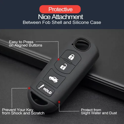 Miniatura 4 de 2 piezas compatibles con Mazda 3 6 3 Sport CX-5 CX-9 MX-5 Miata Scion iA Toyota Yaris Yaris iA 4 botones Smart Key Fob Cover Case Llavero Protector
