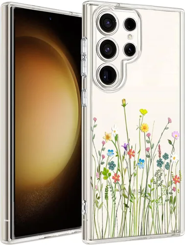 Miniatura 13 de Unov Funda compatible con Galaxy S23 transparente con diseño de TPU suave, absorción de golpes, patrón delgado en relieve protector de 6.1 pulgadas