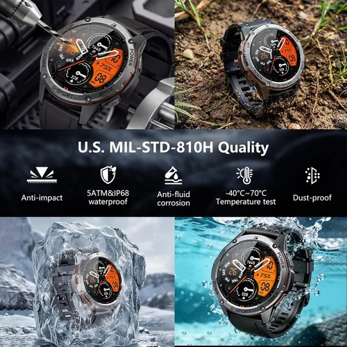 Miniatura 2 de Relojes inteligentes militares con GPS para hombre, grado militar, posicionamiento de 6 satélites, batería de 30 días de 800 mAh, resistente al agua