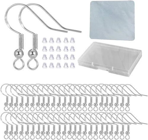 Miniatura 9 de Ganchos para aretes de oro 80 unidades/40 pares, alambres para aretes con gancho de pez, 240 piezas de accesorios de joyería hipoalergénicos con Oro