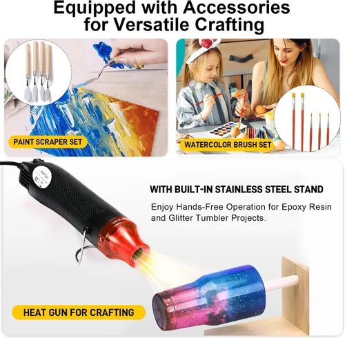 Miniatura 2 de Pistola de calor para manualidades - Mini herramienta de calor para resina epoxi, moldes de silicona, vertido de acrílico, gofrado y eliminación