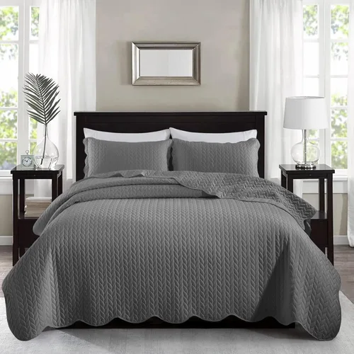 Miniatura 92 de MOONLIGHT20015 Paquete de 8 Colchas Tamaño King para Cama (106" x 96") - Venta al Por Mayor para Hoteles, Dormitorios de Huéspedes y Airbnbs - Gris