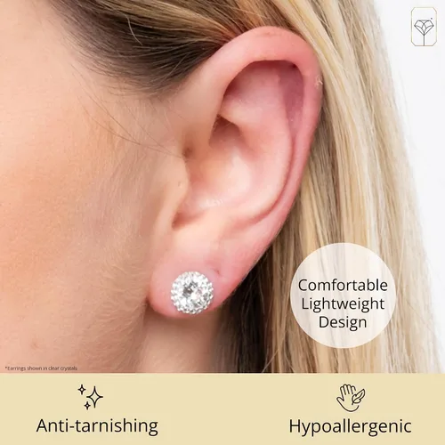 Miniatura 4 de Aretes de plata de ley con halo de cristal