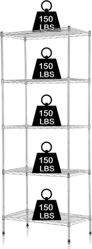 Miniatura 11 de Estantería metálica de almacenamiento de 6 niveles de 208.8 cm x 121.92 x 45.72 cm, con ruedas, resistente estante con capa de acero, cromado