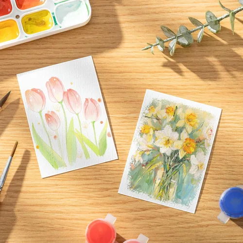 Miniatura 6 de 80 hojas de papel de acuarela a granel, 110 lb/230 GSM, papel de color agua blanca de prensa en frío para niños y artistas, tarjetas coleccionables