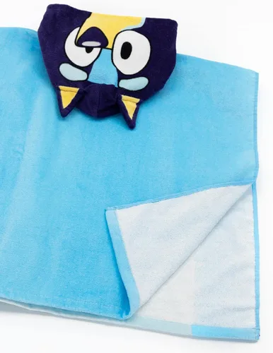 Miniatura 4 de Bluey Poncho de toalla para niños Toalla de baño de dibujos animados azul para niñas y niños con orejas 3D Traje de baño para cachorros