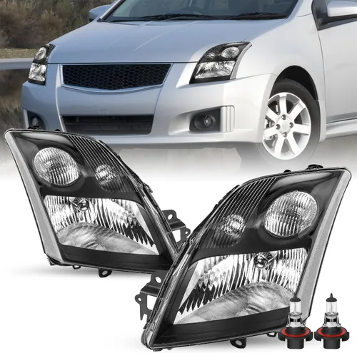 Miniatura 8 de SOCKIR Conjunto de faros delanteros compatible con bombillas Nissan Sentra 2007-2009 incluidas, faro negro para el lado del pasajero y del conductor