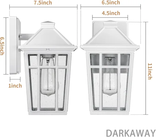 Miniatura 4 de Darkaway Lámparas de pared para exteriores, luz de porche frontal, pared exterior, antioxidante, impermeable, de aluminio con cristal para patio