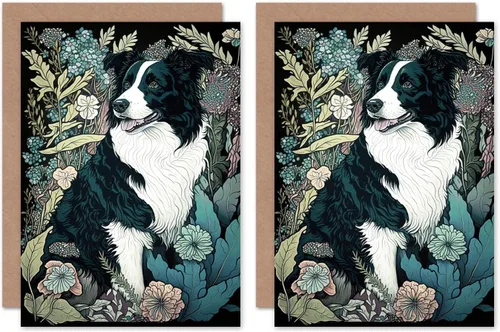 Miniatura 7 de Artery8 Doberman perro con flores de primavera colorido acuarela ilustración arte cumpleaños sellado tarjeta de felicitación más sobre en blanco