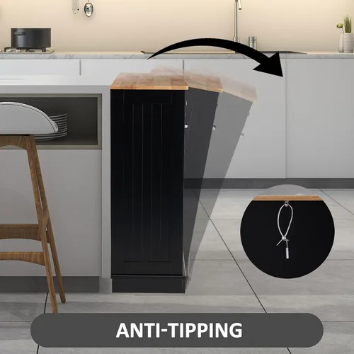 Miniatura 7 de Spurgehom Armario de basura de doble puerta para cocina, cesto de residuos de cocina, cesto de ropa sucia con puerta basculante, papelera de 13