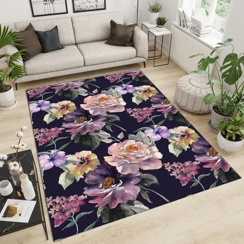 Miniatura 11 de Alfombra de área de flores simples moradas, alfombra abstracta degradada para interiores, decoración de sala de estar, cálida, suave, duradera
