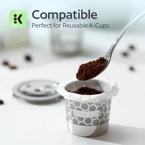Miniatura 2 de 100 filtros desechables K Cup para Keurig reutilizables K, forros de papel de café para cápsulas recargables, café más suave, menos sedimentos