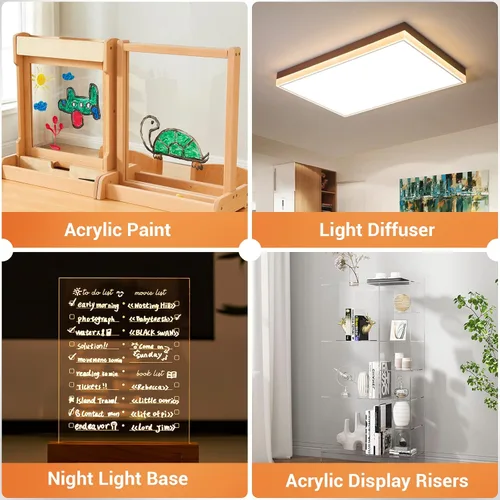 Miniatura 5 de Gartful Hojas de acrílico transparente de 0.079 in de grosor, paquete de 6 paneles de plexiglás con película protectora, tablero en blanco