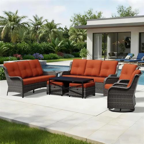Miniatura 83 de Joyside Juego de sillas de mimbre para patio, juego de 3 piezas de mimbre para exteriores con 2 sillas reposabrazos y 1 mesa auxiliar para terraza