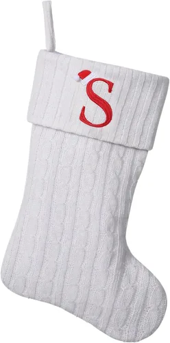 Miniatura 82 de Medias de Navidad personalizadas de 19 pulgadas con iniciales bordadas, medias de Navidad de punto negro para decoraciones de vacaciones familiares