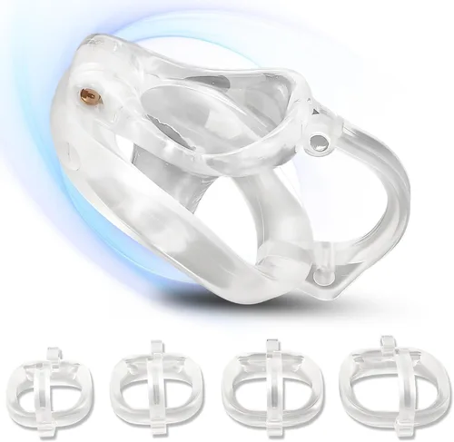Miniatura 12 de Jaula de castidad impresa en 3D con 4 anillos diferentes, jaula de pene masculina con ganchos y cerraduras ocultas, dispositivo de castidad