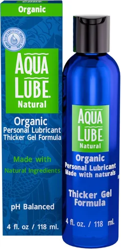 Aqua Lube Natural 4 onzas líquidas, gel más grueso, lubricante personal, fórmula no pegajosa a base de agua, apto para juguetes, suave, de larga