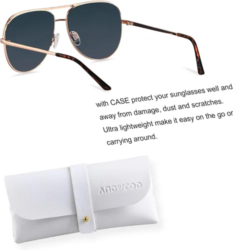 Miniatura 2 de ANDWOOD Gafas de sol de aviador de gran tamaño para mujeres y hombres, grandes y grandes, protección UV, gafas de sol de moda