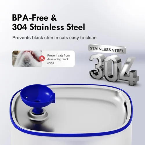 Miniatura 4 de Fuente de agua para gatos de acero inoxidable, dispensador de agua para perros con bomba inalámbrica, dispensador de agua para gatos de 101 oz/3 L