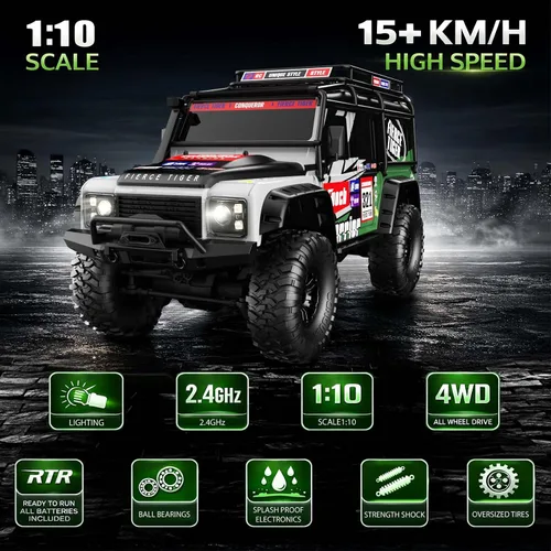 Miniatura 2 de Autos RC Camiones RC Crawler 1/10 Escala RTR Auto de Control Remoto 4WD 2.4GHz con Motor Cepillado Vehículo de Carreras Todoterreno Grado Pasatiempo