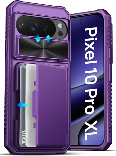 Miniatura 25 de ATATOO Funda tipo cartera para Google Pixel 10 Pro XL, tarjetero integrado (3-5 tarjetas) [bloqueo RFID] y cubierta de cámara deslizante, protección