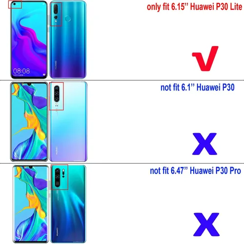 Miniatura 2 de Compatible con Huawei P30 Lite, soporte de anillo de metal a prueba de golpes (funciona con soporte magnético para automóvil), funda resistente