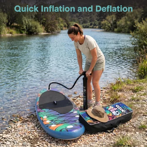 Miniatura 7 de SereneLife Tabla de Paddle Inflable de Pie - Diseño Amplio y Estable, Cubierta Antideslizante para Adultos y Jóvenes con Accesorios Premium