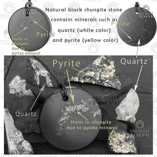 Miniatura 3 de Colgante Shungite grande - Flor de la Vida - 1.8 pulgadas - Auténtico collar de amuleto de piedra shungita - Hecho a mano - TOLVU, Piedra, Shungita
