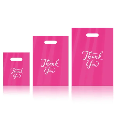 Miniatura 8 de MJOGGOTT 300 bolsas de agradecimiento a granel, 3 tamaños de bolsas de compras para pequeñas empresas con asas, bolsas de regalo de plástico a