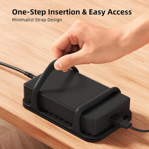 Miniatura 4 de ELETIUO Soporte universal de silicona para cargador de laptop, organizador de montaje de ladrillo de alimentación bajo el escritorio para ladrillos
