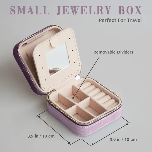 Miniatura 6 de Joyero de viaje de terciopelo, mini organizador de viaje portátil, pequeñas cajas de joyería para mujeres, regalos de dama de honor y artículos
