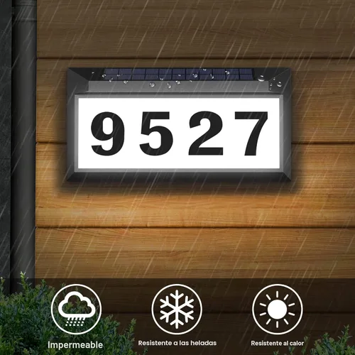 Miniatura 4 de Letrero solar de dirección, placa de dirección iluminada para exteriores, impermeable, números de dirección iluminados, números de casa para Negro