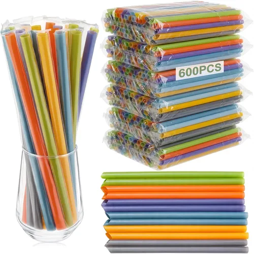 Miniatura 13 de Tessco for you 600 piezas de 25 cm de pajitas jumbo para batidos a granel de 10 mm de plástico desechable con burbujas de té de boca ancha envueltas