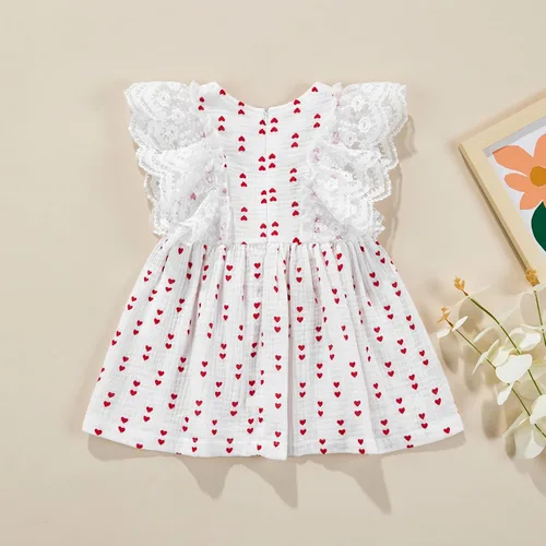 Miniatura 3 de Disfraz de tutú de tul de manga larga con estampado de corazón de terciopelo para niñas pequeñas, ropa de San Valentín