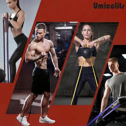 Miniatura 5 de Juego de bandas de resistencia de goma, bandas elásticas de entrenamiento para hombres y mujeres, kit de bandas de fitness resistentes para gimnasio